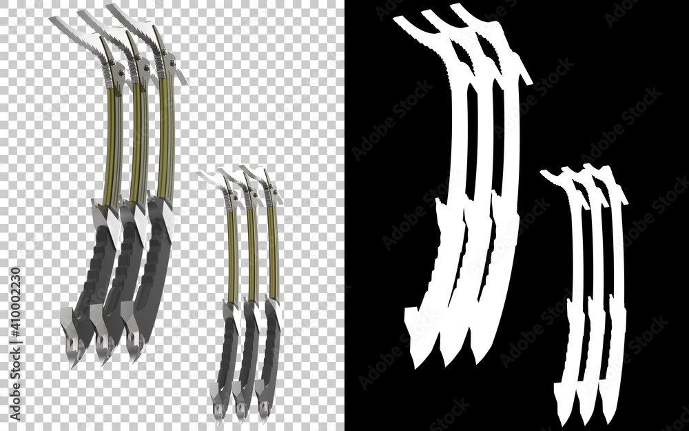 Poster ice ax isolated on background with mask. 3d rendering - illustration