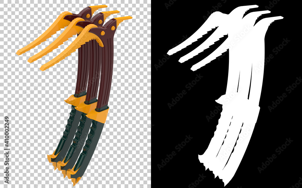 Poster ice ax isolated on background with mask. 3d rendering - illustration
