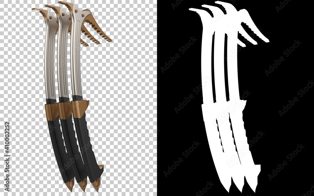Poster ice ax isolated on background with mask. 3d rendering - illustration
