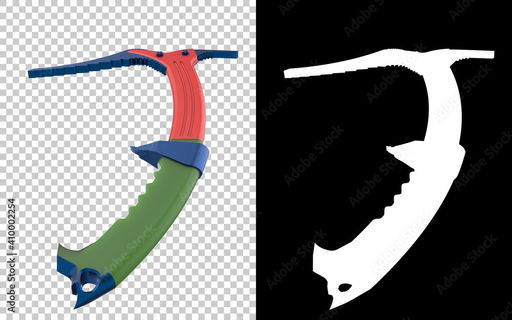 Poster ice ax isolated on background with mask. 3d rendering - illustration