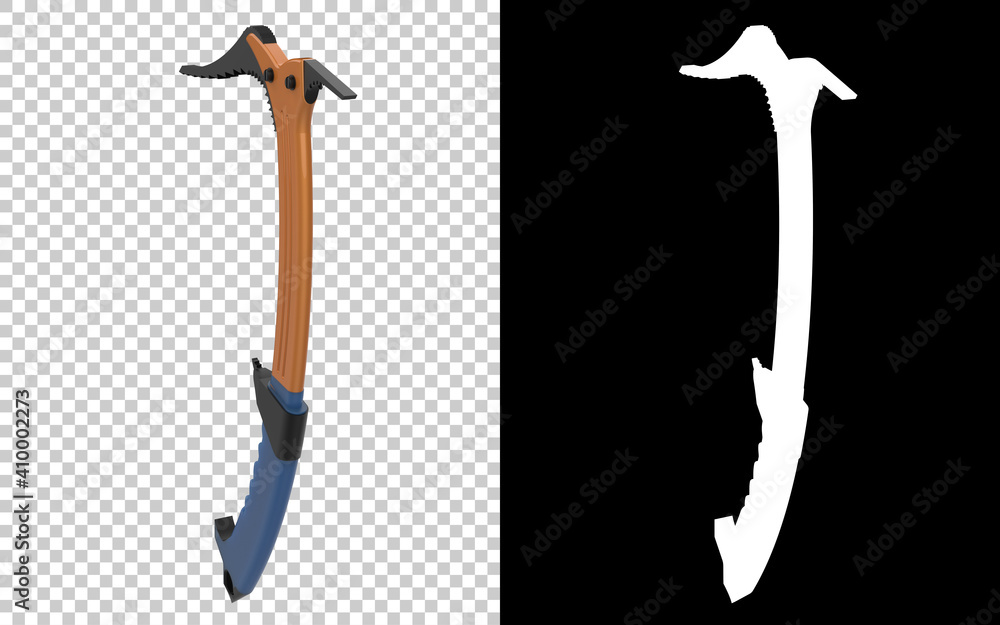 Poster ice ax isolated on background with mask. 3d rendering - illustration