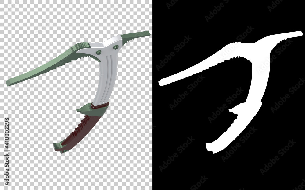 Poster ice ax isolated on background with mask. 3d rendering - illustration