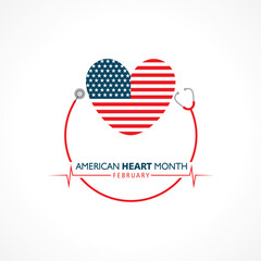 Vector illustration of National American Heart Month observed in February