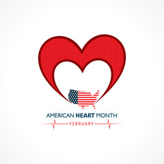 Vector illustration of National American Heart Month observed in February