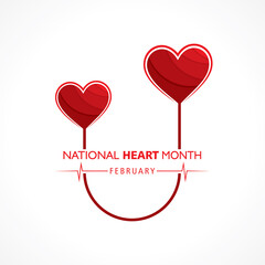 Vector illustration of National Heart Month observed in February