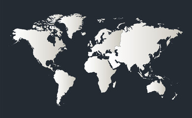 Fototapeta na wymiar World map, Infographics flat design colors snow white, individual continent blank