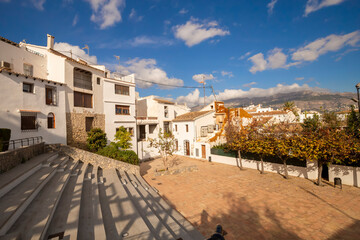 Sea view from the white houses with tiled roofs of the old town in Altea. Spain