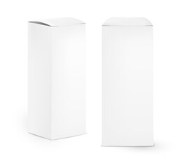 Rectangular 3d blank cosmetic boxes mockup. High detailed realistic tall cosmetic packaging mockup.