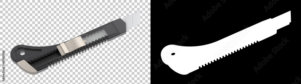 Poster cutter knife isolated on background with mask. 3d rendering - illustration