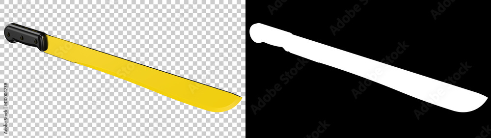 Aufkleber machete isolated on background with mask. 3d rendering - illustration