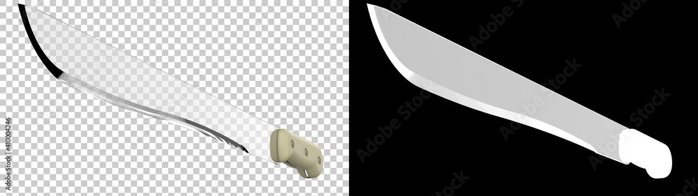 Aufkleber machete isolated on background with mask. 3d rendering - illustration