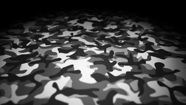White camouflage pattern background. Military uniform concept. Abstract line and wave texture. Loop animation.