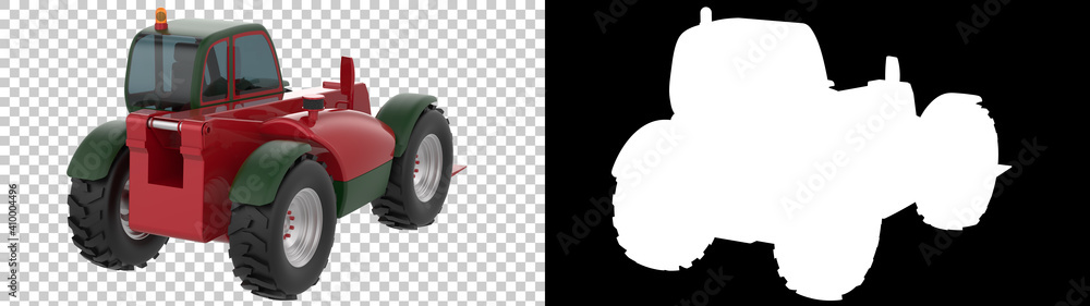 Poster telescopic handler isolated on background with mask. 3d rendering - illustration