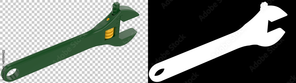 Poster adjustable wrench isolated on background with mask. 3d rendering - illustration