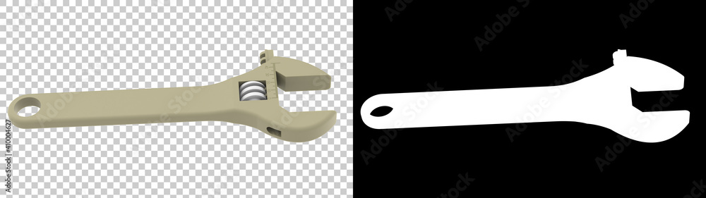 Poster adjustable wrench isolated on background with mask. 3d rendering - illustration