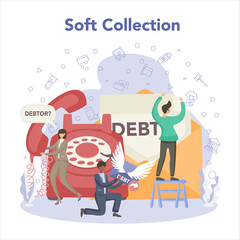 Debt collector concept, soft collection. Pursuing payment of debt