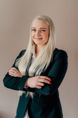 Portrait of Positive Businesswoman Looking into Camera