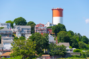 Historic Water Tower at the coast in Winthrop Head in town of Winthrop, Massachusetts MA, USA. 