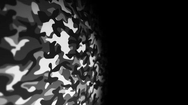 White camouflage pattern background. Military uniform concept. Abstract line and wave texture. Loop animation.