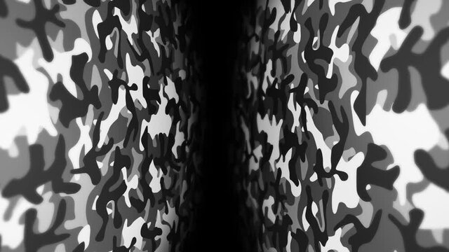 White camouflage pattern background. Military uniform concept. Abstract line and wave texture. Loop animation.