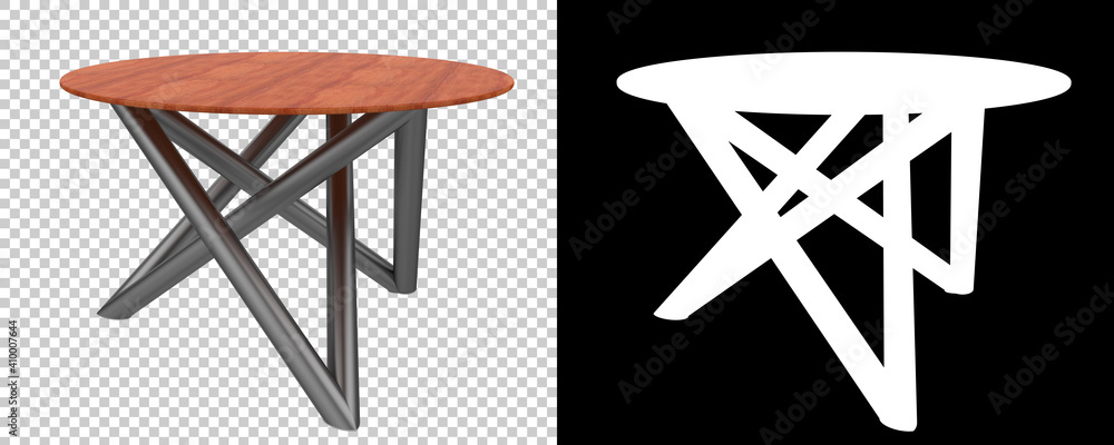 Aufkleber coffee table isolated on background with mask. 3d rendering - illustration
