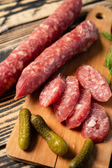 breakfast with egg, sausage and beans