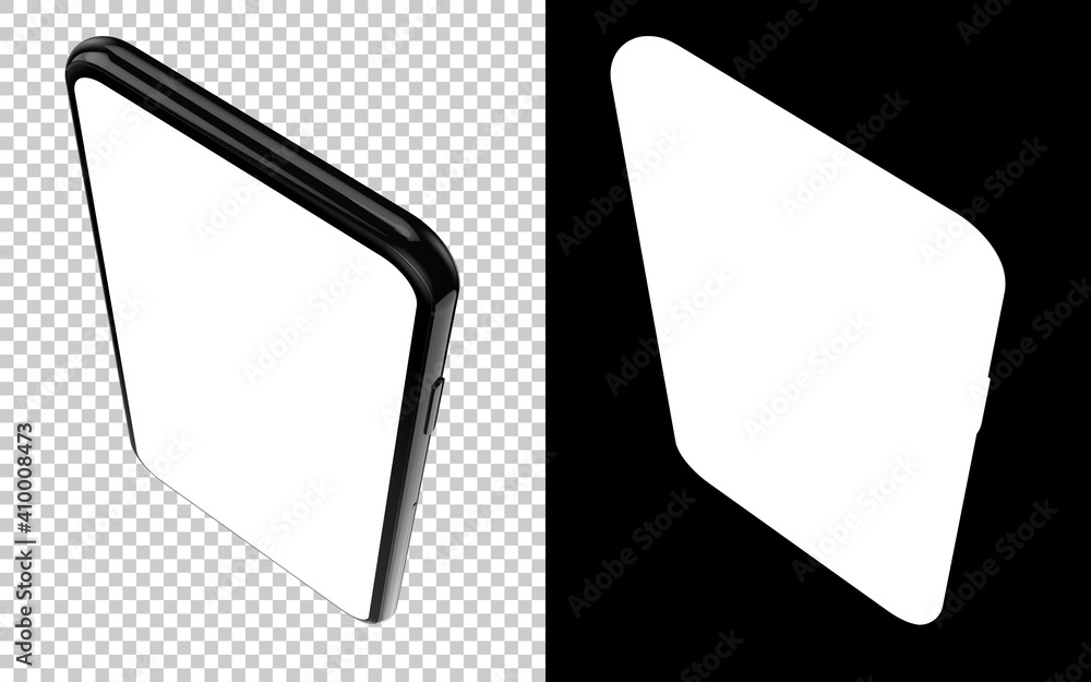 Poster modern phone isolated on background with mask. realistic smartphone mockup. 3d rendering - illustrat