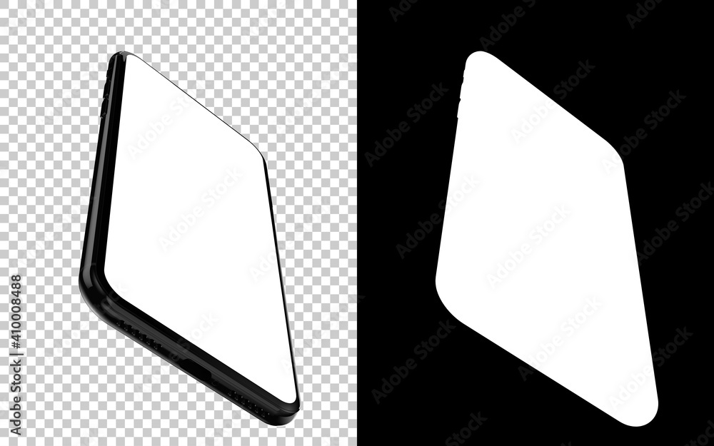 Poster modern phone isolated on background with mask. realistic smartphone mockup. 3d rendering - illustrat