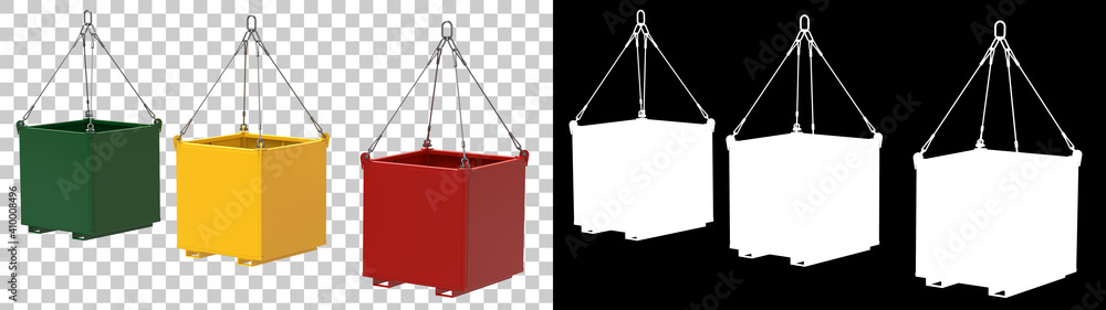 Poster crane basket with front three quarter view, isolated on background with mask. 3d rendering - illustr