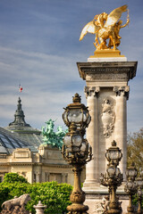 Alexander's third bridge and Petit Palais in Paris. France - 410009056
