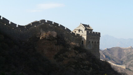 Fototapeta na wymiar Panoramic and perspective view of a Great Wall of China segment