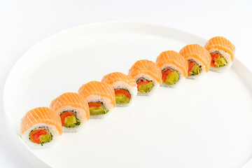 sushi set on the white plate