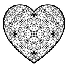 Valentines Day Heart Mandala Colouring book