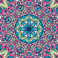 Abstract festive colorful floral mandala vector ethnic boho pattern