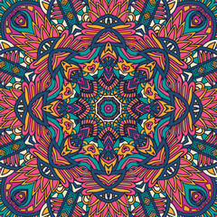 Colorful Tribal Ethnic Festive Abstract Floral Vector Pattern