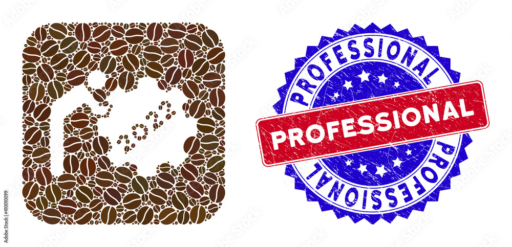 Poster vector mosaic 2022 worker rolling gear and grunge bicolor professional seal stamp. mosaic 2022 worke