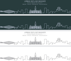 Quebec Single Line Skyline Profile Banner