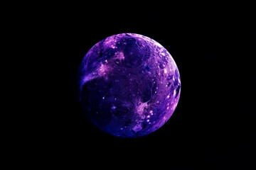 Distant exoplanet on a black background. Elements of this image were furnished by NASA.