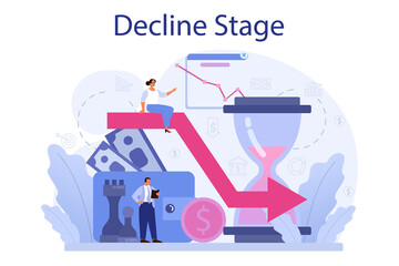 Fototapeta na wymiar Decline stage concept. Finance crisis with falling down graph