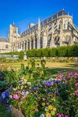The St Stephen's Cathedral of Bourges (Berry, France), seen from the archbishopric garden. A gothic wonder listed as a Unesco World Heritage site