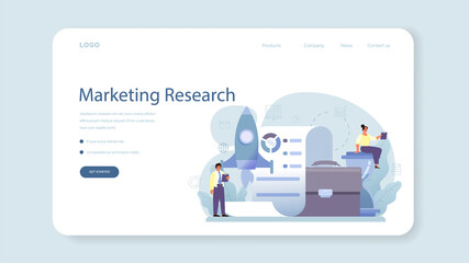 Marketing research web banner or landing page set. Statistics analysis