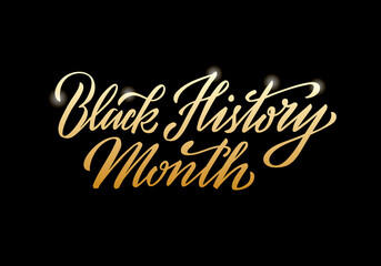 Vector illustration of black history month lettering for banner, postcard, poster, clothes, advertisement, flyer design or decoration. Handwritten text used for template, signage, billboard, print
