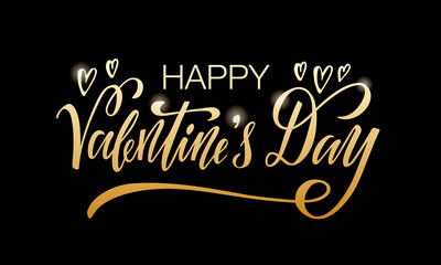 Vector illustration of happy valentines day lettering for banner, poster, advertisement, greeting card, postcard, invitation design. Handwritten text for web template or print for St Valentines day 
