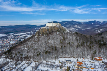 Hungary panorama view of Fuzer (F&uuml;z&eacute;r) castle and Zemplen (Zempl&eacute;n) mountains. The castle built in 1264.