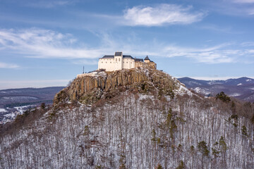 Hungary panorama view of Fuzer (F&uuml;z&eacute;r) castle and Zemplen (Zempl&eacute;n) mountains. The castle built in 1264.