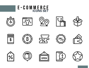 Online Shopping, Ecommerce, icon set illustration