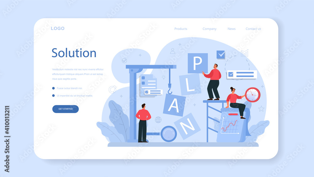 Fototapete solution web banner or landing page. solving the problem and finding
