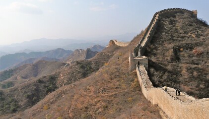Panoramic view of a Great Wall of China segment