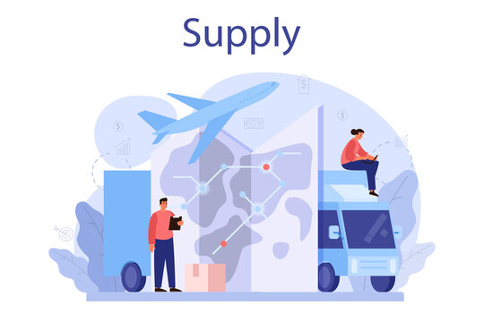 Supply concept. B2B idea, global logistic and transportation service.