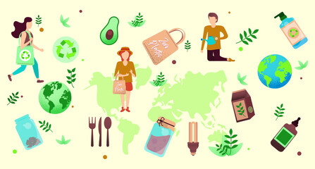 Eco, plastic, illustration, ecology, eco life